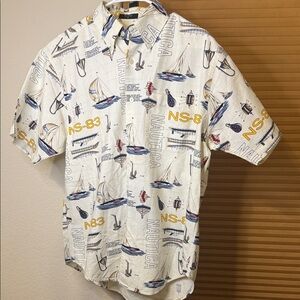 Men’s Nautica White Shirt with Nautical Print Size M